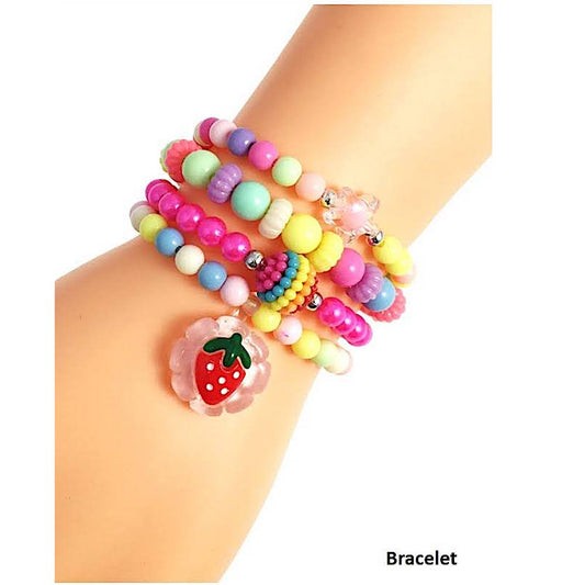 Strawberry Charm Bead Stretch Bracelet Set