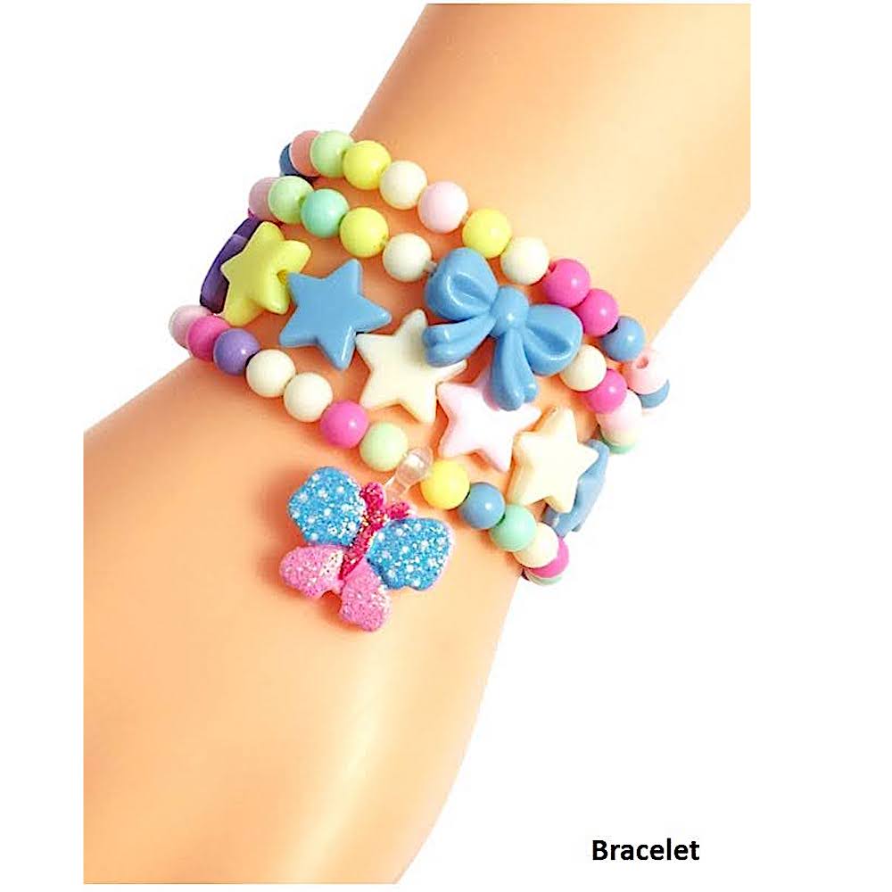 Butterfly Charm Bead Stretch Bracelet Set