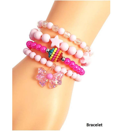 Bow Charm Bead Stretch Bracelet Set