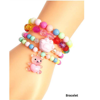 Teddy Bear Charm Bead Stretch Bracelet Set