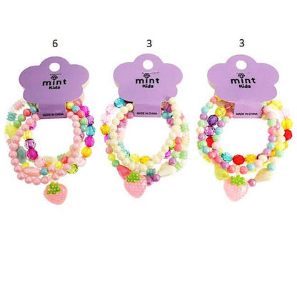 Strawberry Charm Bead Stretch Bracelet Set