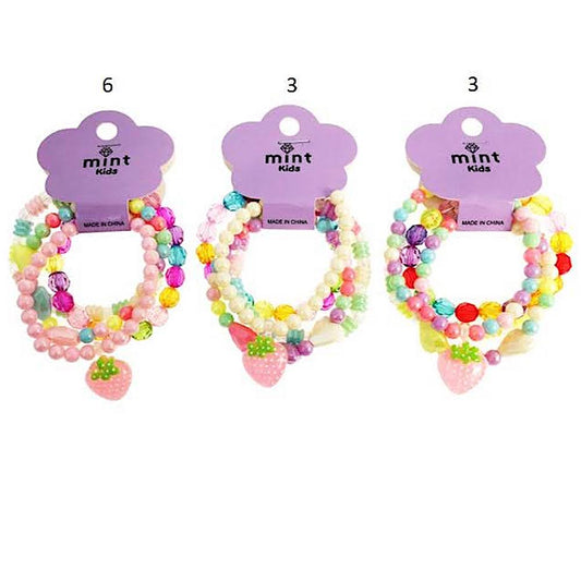 Strawberry Charm Bead Stretch Bracelet Set