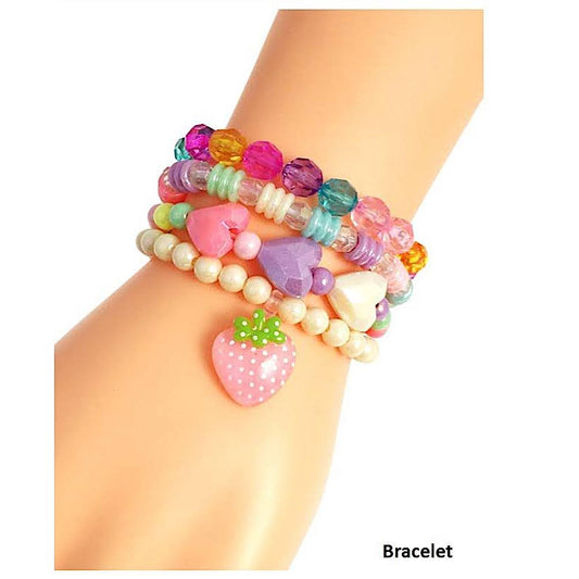 Strawberry Charm Bead Stretch Bracelet Set