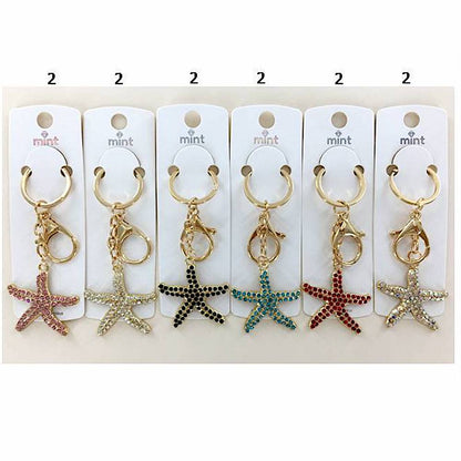 YK1011 - Rhinestone Starfish Keychain