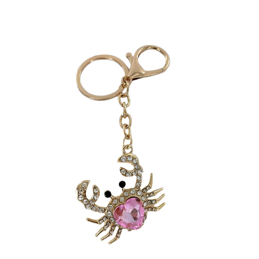 YK1030 - Rhinestone Crab Keychain