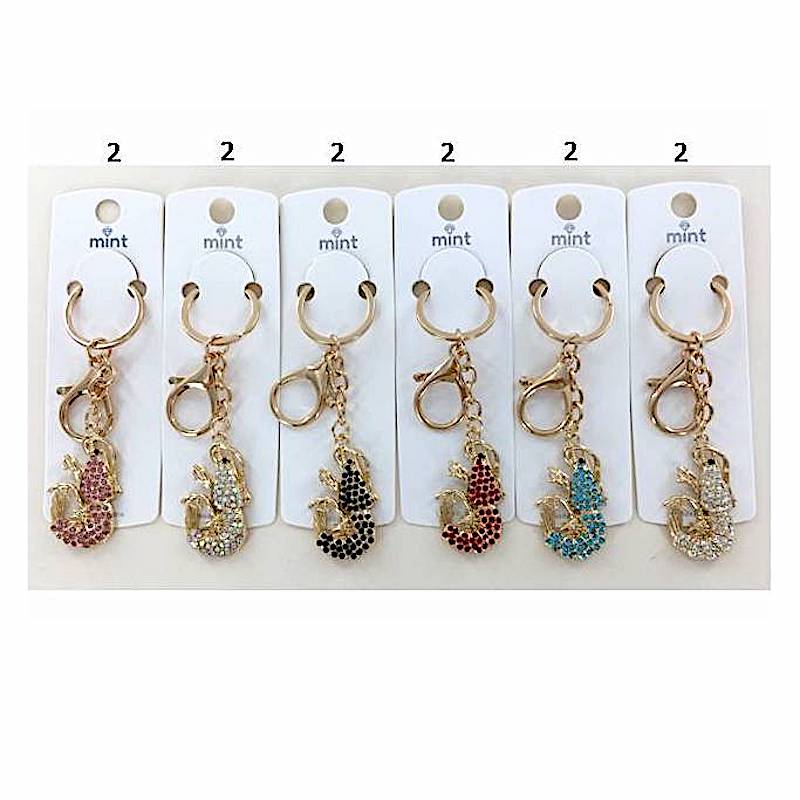 YK1031 - Rhinestone Shrimp Keychain