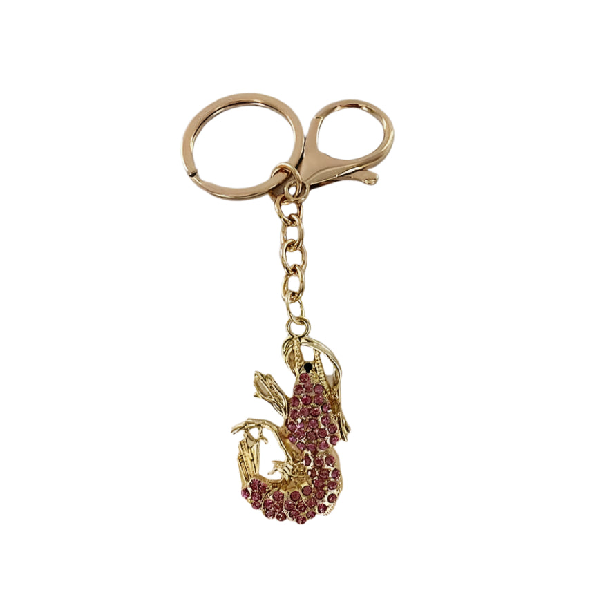 YK1031 - Rhinestone Shrimp Keychain