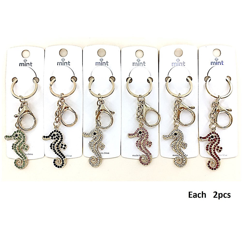 Rhinestone Seahorse Keychain