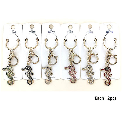 Rhinestone Seahorse Keychain