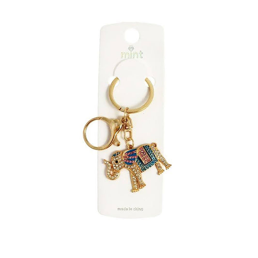 Rhinestone Elephant Keychain