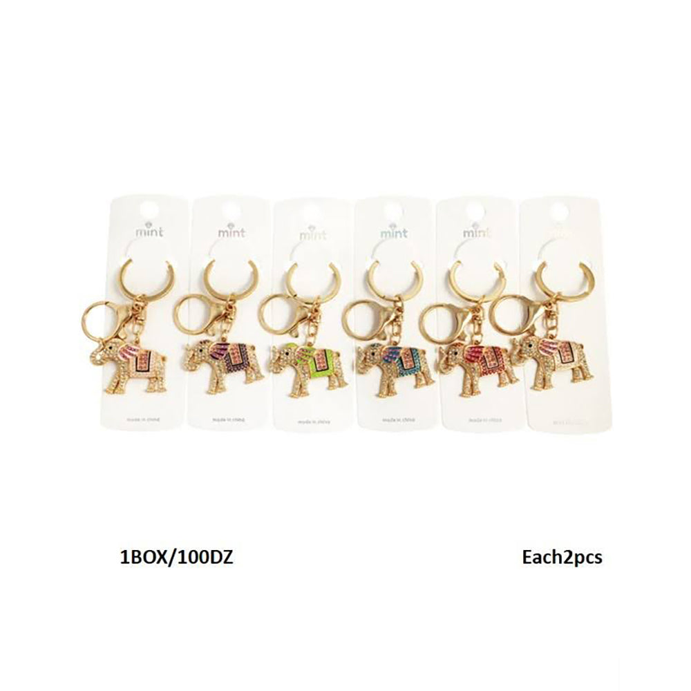 Rhinestone Elephant Keychain