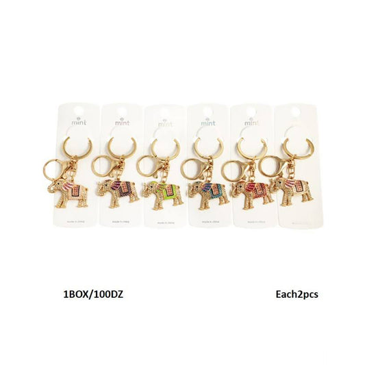 Rhinestone Elephant Keychain