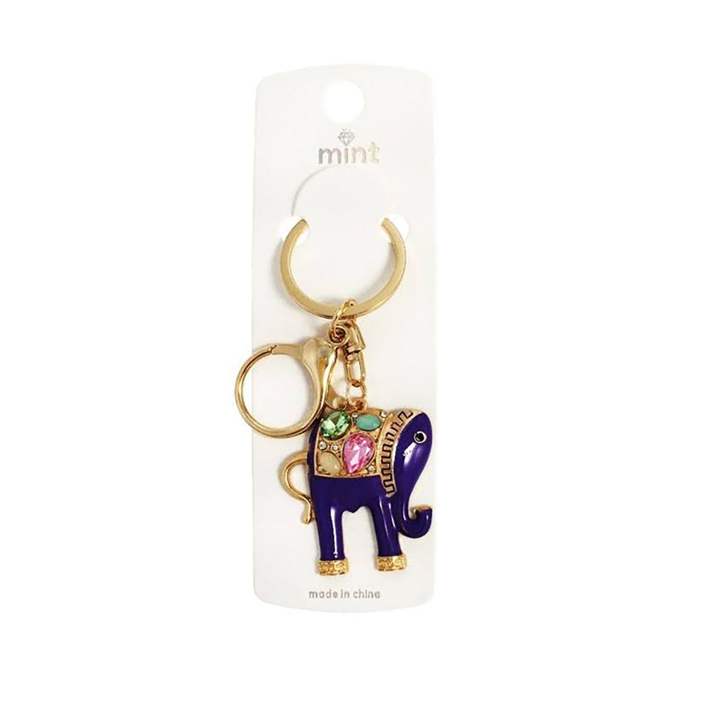 Enamel Crystal Elephant Keychain