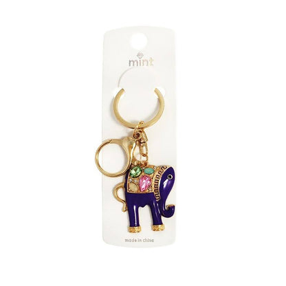 Enamel Crystal Elephant Keychain