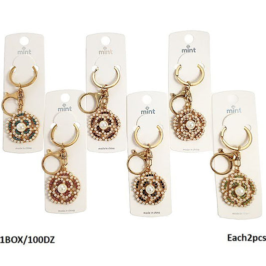 Rhinestone Pearl Flower Keychain