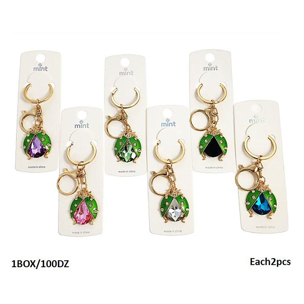 Crystal Green Ladybug Keychain