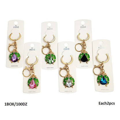 Crystal Green Ladybug Keychain