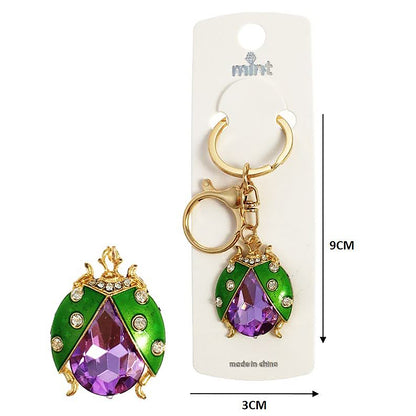 Crystal Green Ladybug Keychain