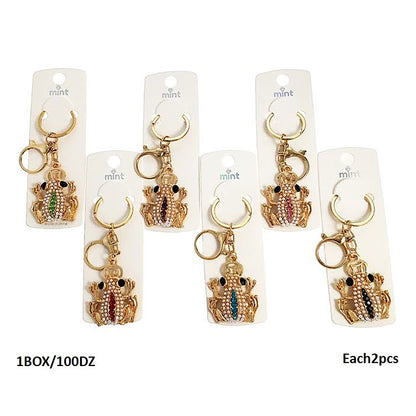 Rhinestone Pearl Frog Keychain