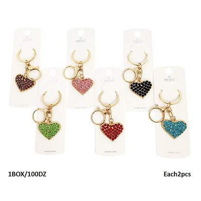 Rhinestone Heart Keychain