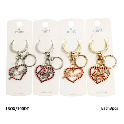 Rhinestone Love Heart Keychain