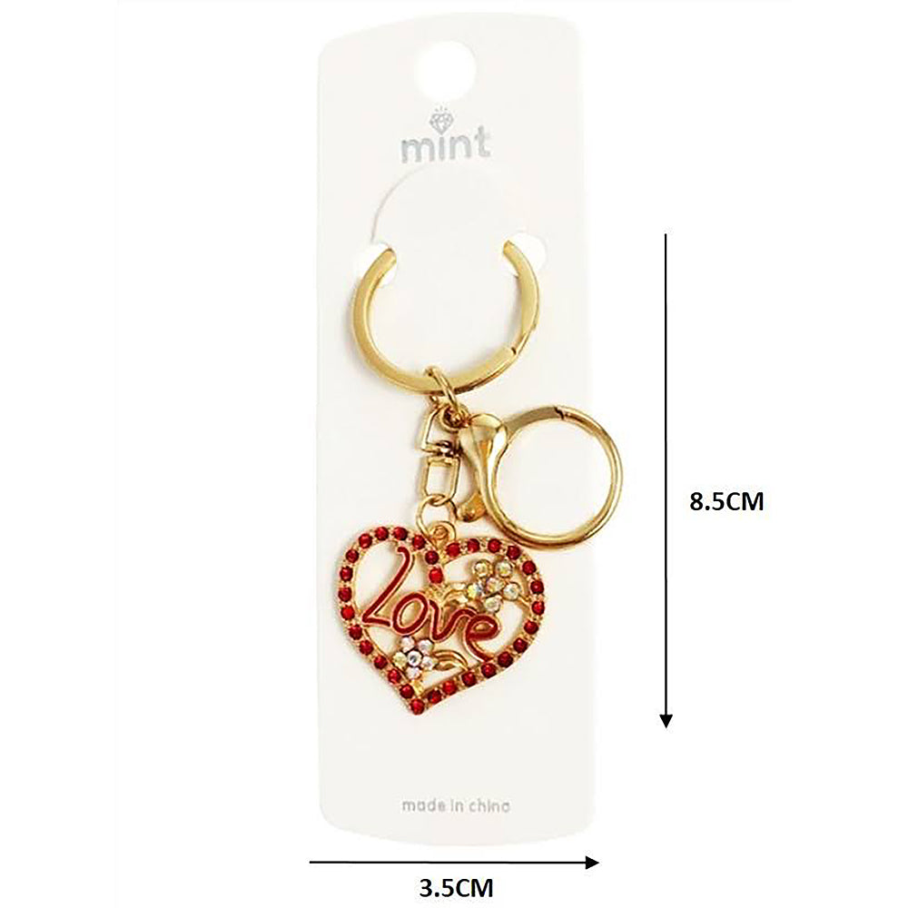 Rhinestone Love Heart Keychain