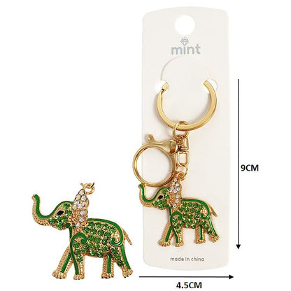 Rhinestone Enamel Elephant Keychain