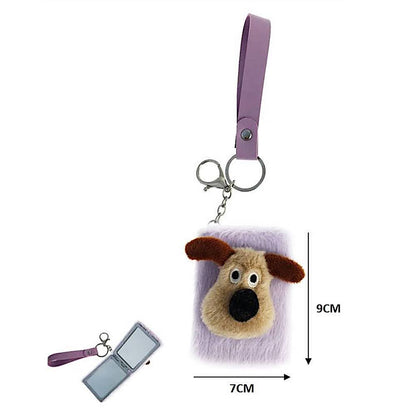 Dog Plush Foldable Mirror Keychain