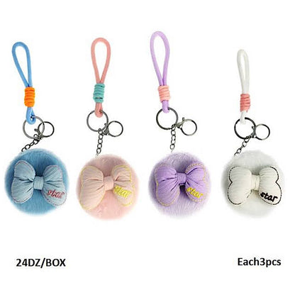 Bow Plush Foldable Mirror Keychain