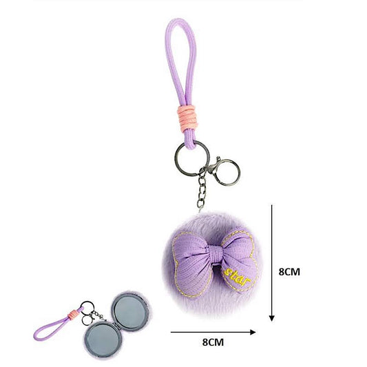 Bow Plush Foldable Mirror Keychain