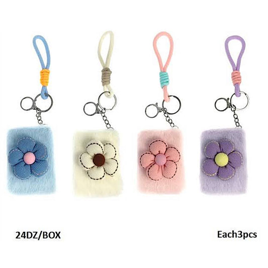 Flower Plush Foldable Mirror Keychain