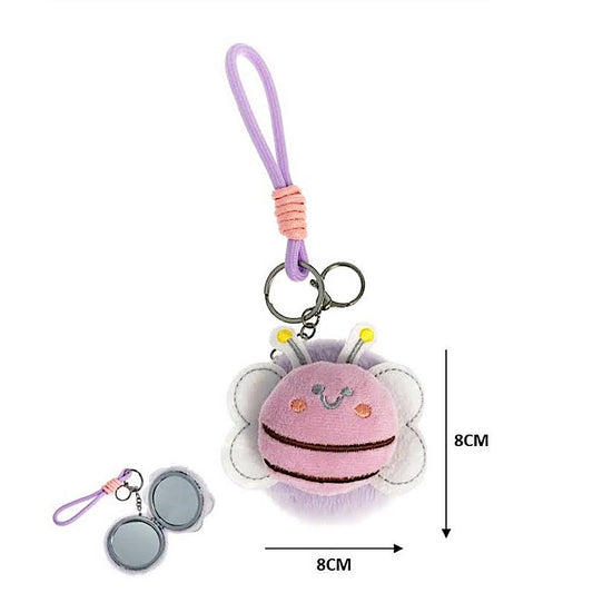 Chubby Bee Plush Foldable Mirror Keychain