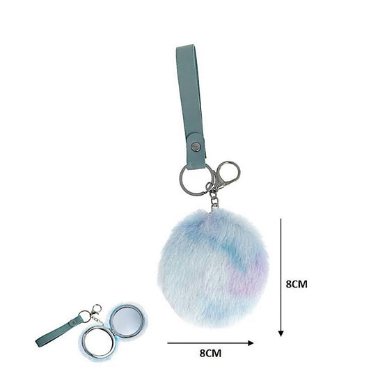 Faux Fur Ombré Foldable Mirror Keychain