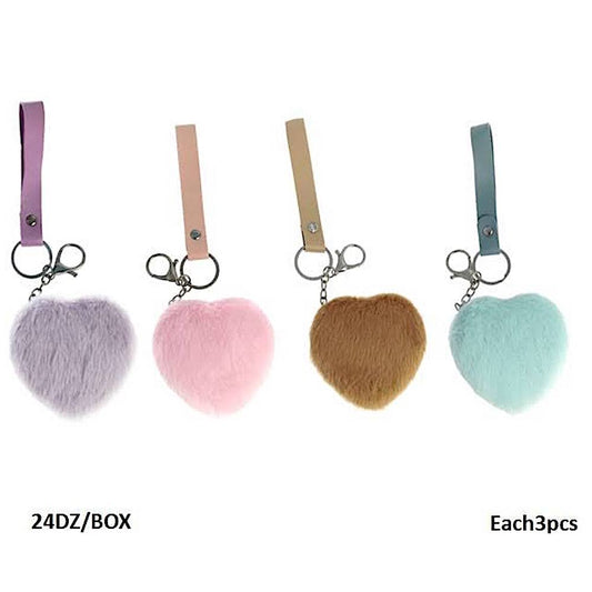 Faux Fur Heart Foldable Mirror Keychain