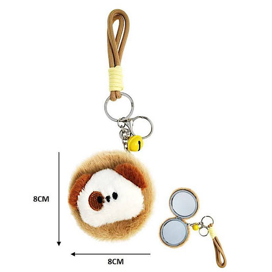 Puppy Plush Foldable Mirror Keychain
