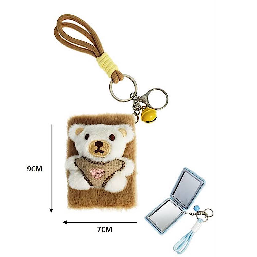 Teddy Bear Plush Foldable Mirror Keychain