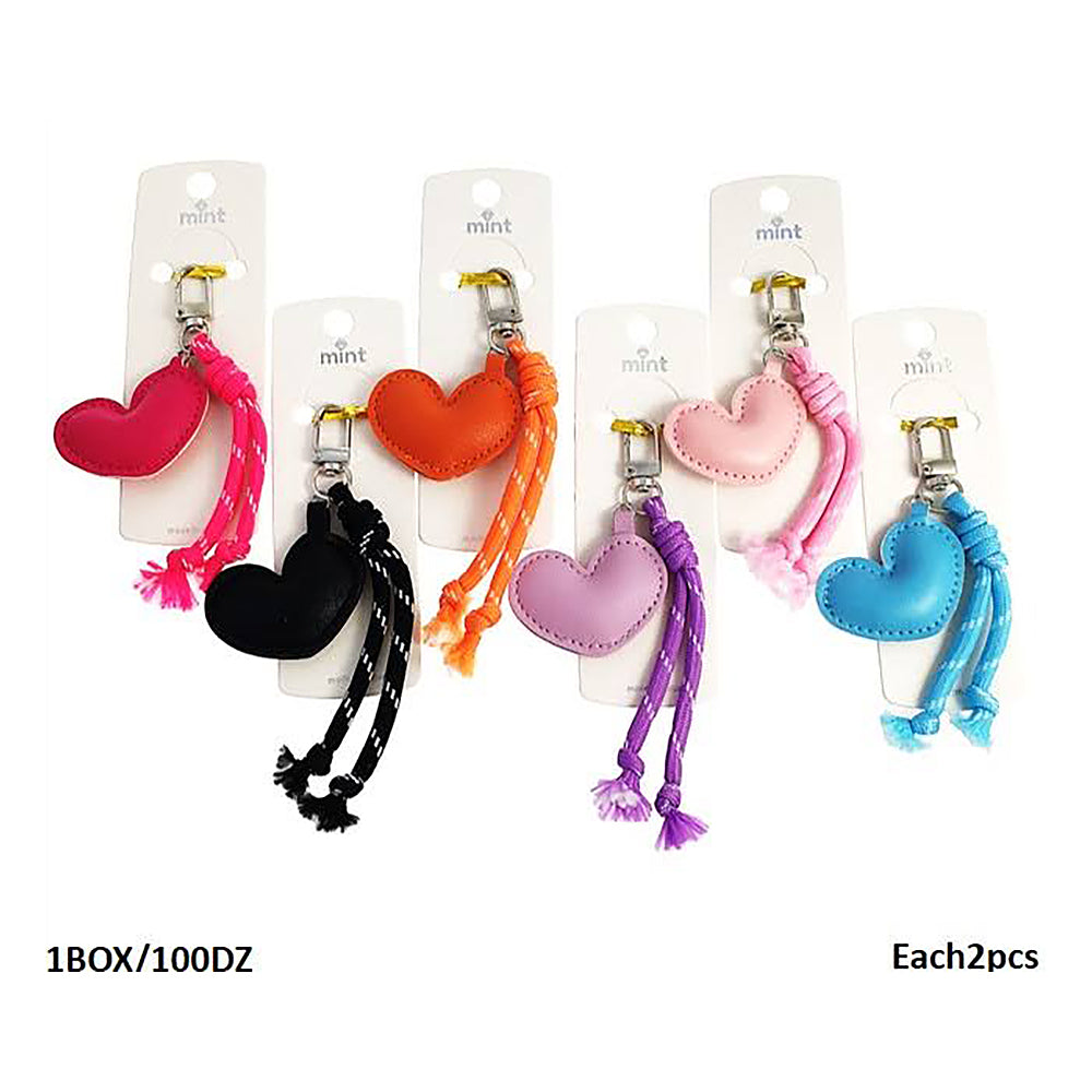 Faux Leather Heart Rope Keychain