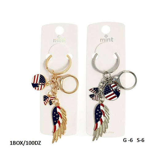 American Eagle Wing Patriotic Charm Keychain
