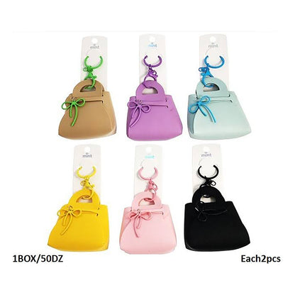 Mini Purse With Ribbon Charm Keychain