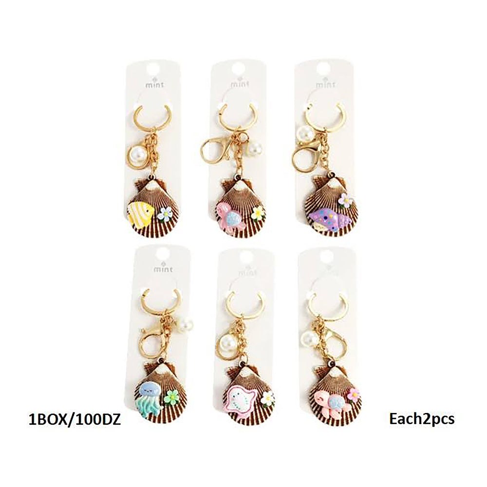 Sea Animal Charms On Shell Keychain