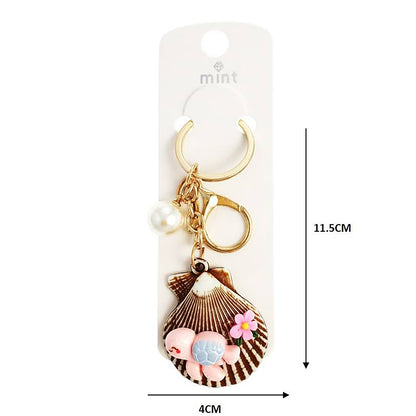 Sea Animal Charms On Shell Keychain