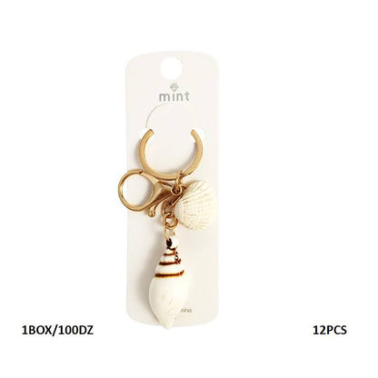 White Spiral Shell Keychain