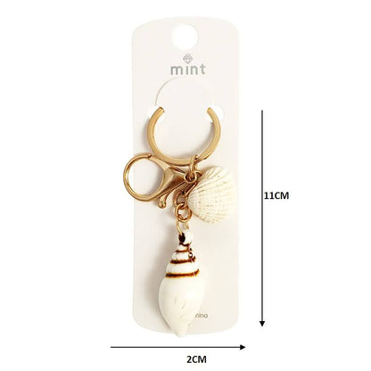 White Spiral Shell Keychain