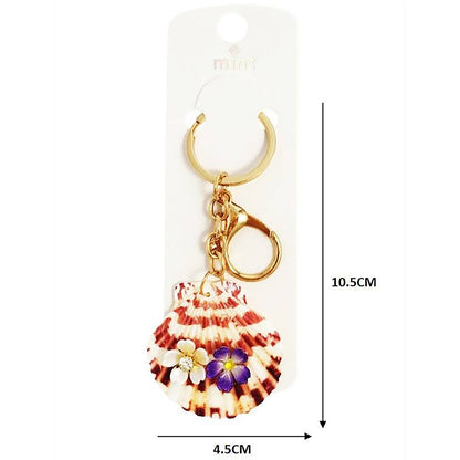 Flower Charm On Shell Keychain