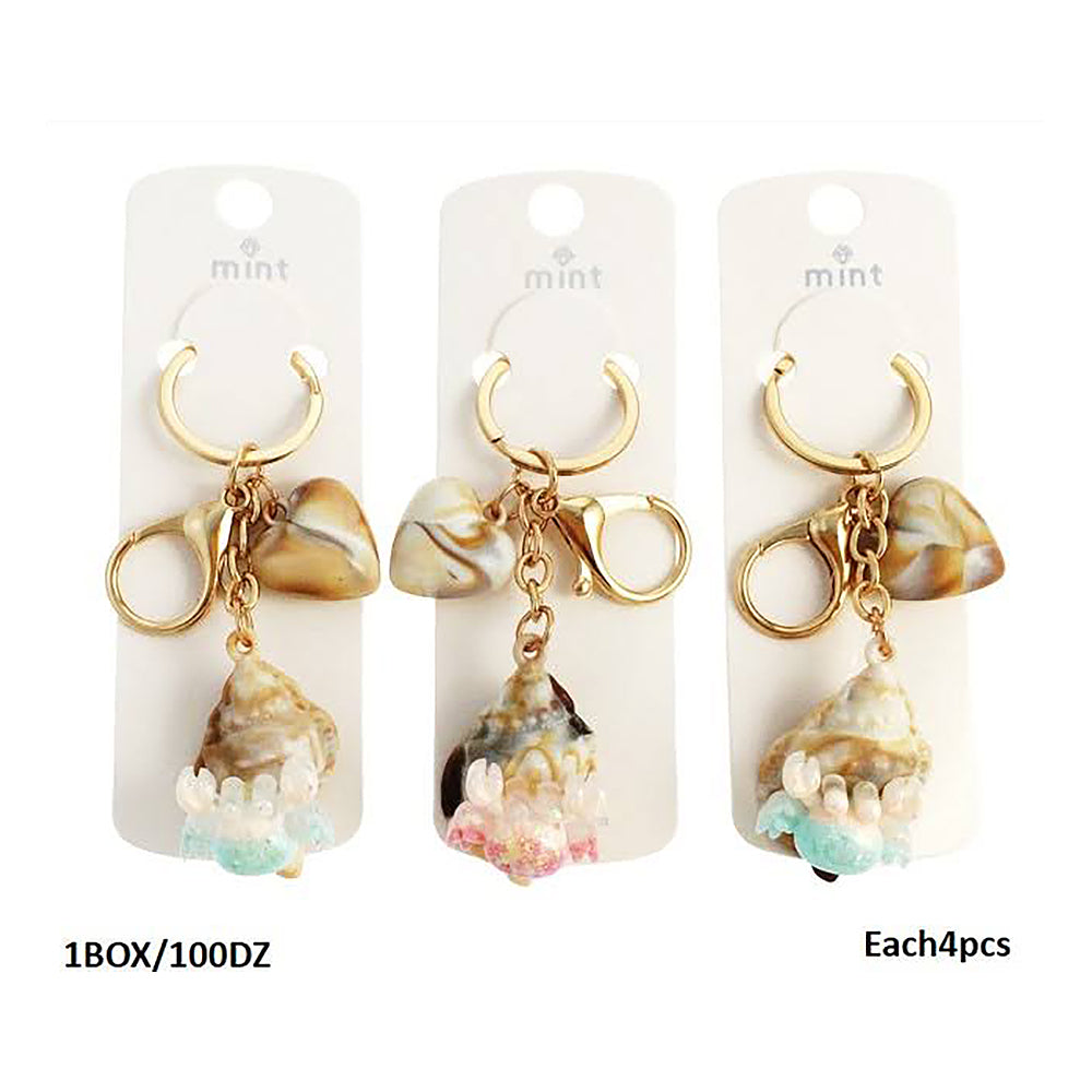 Crab Charm On Shell Keychain