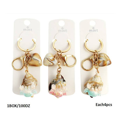 Crab Charm On Shell Keychain