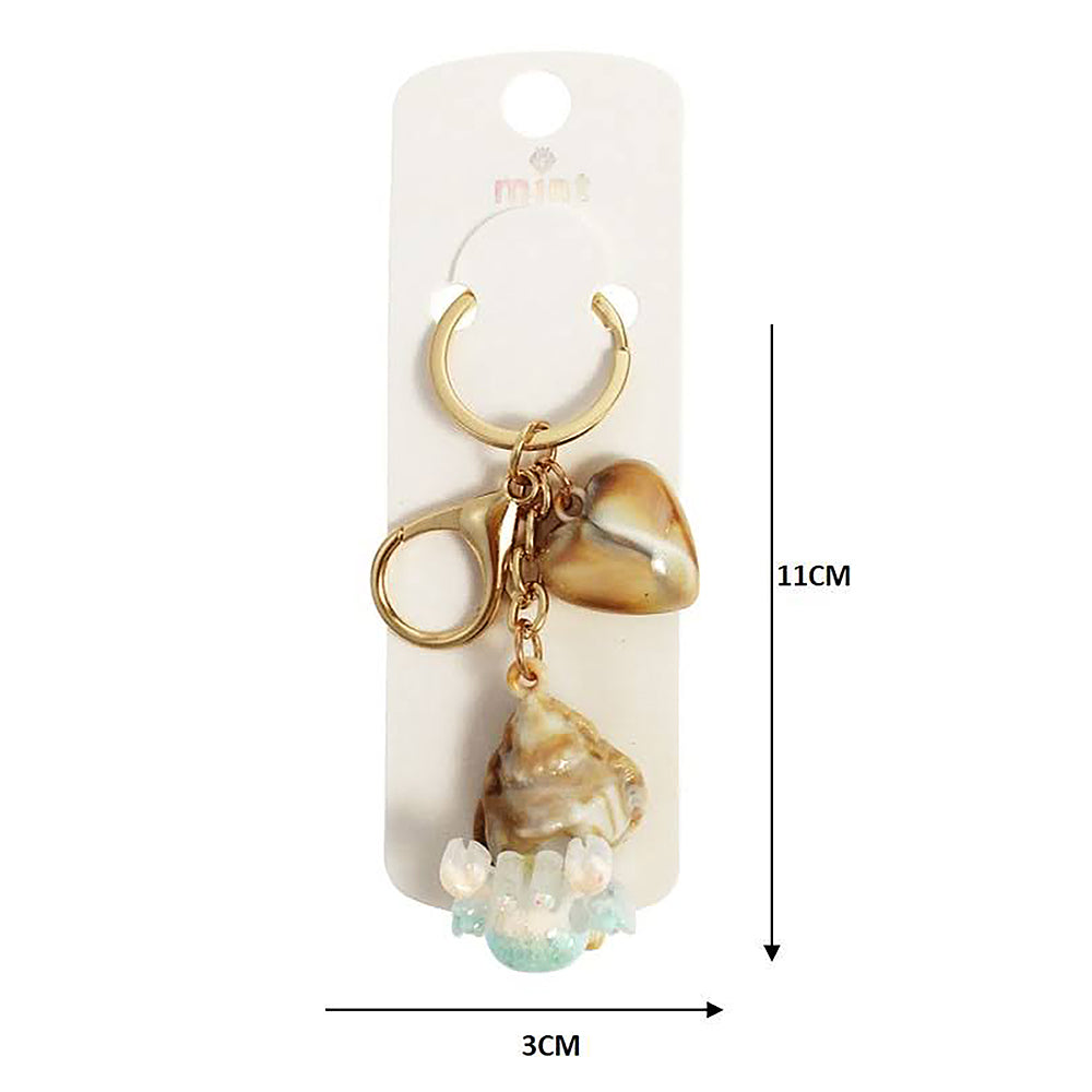 Crab Charm On Shell Keychain