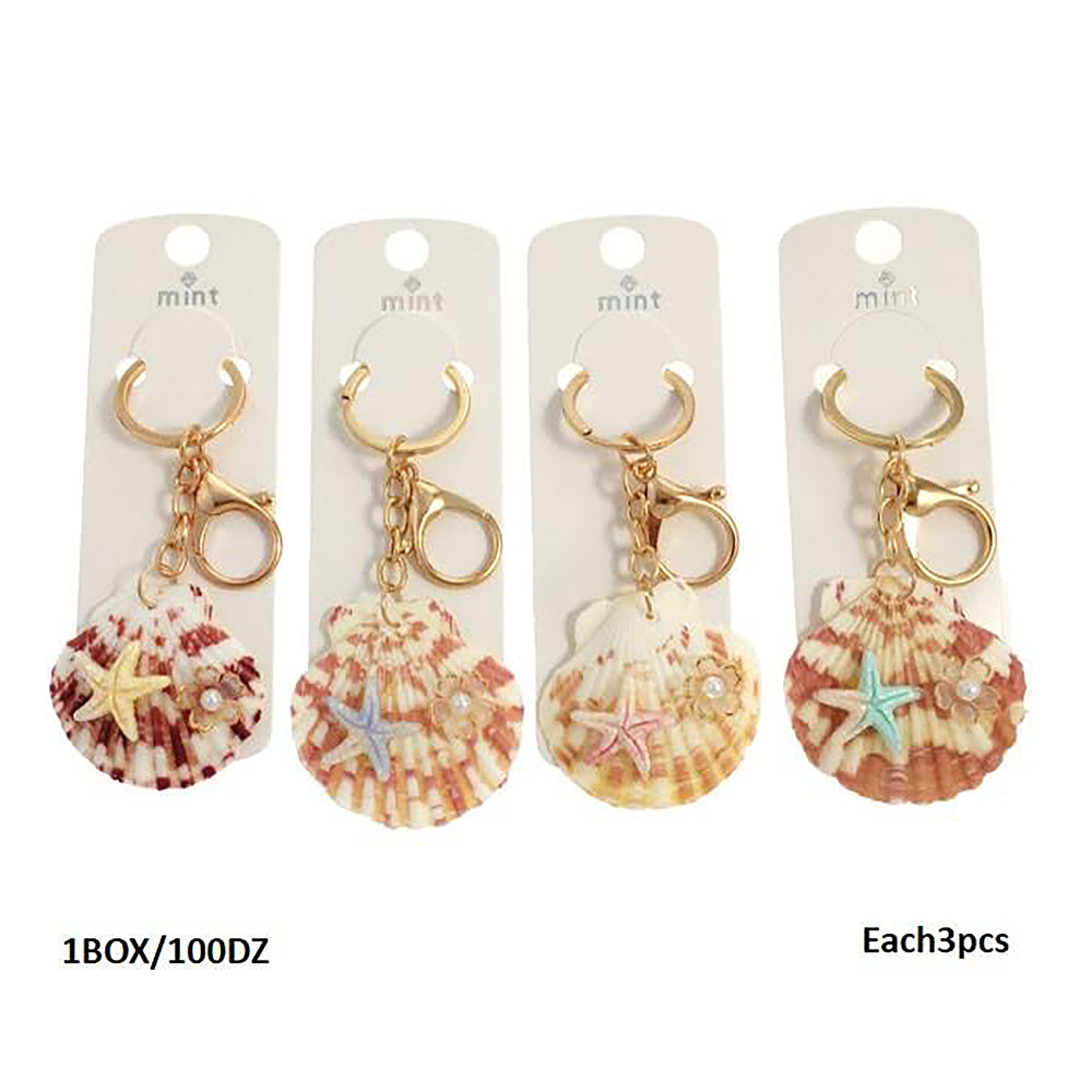 Starfish Charm On Shell Keychain
