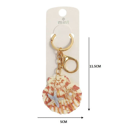 Starfish Charm On Shell Keychain