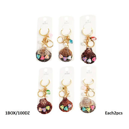Flower Charms On Shell Keychain